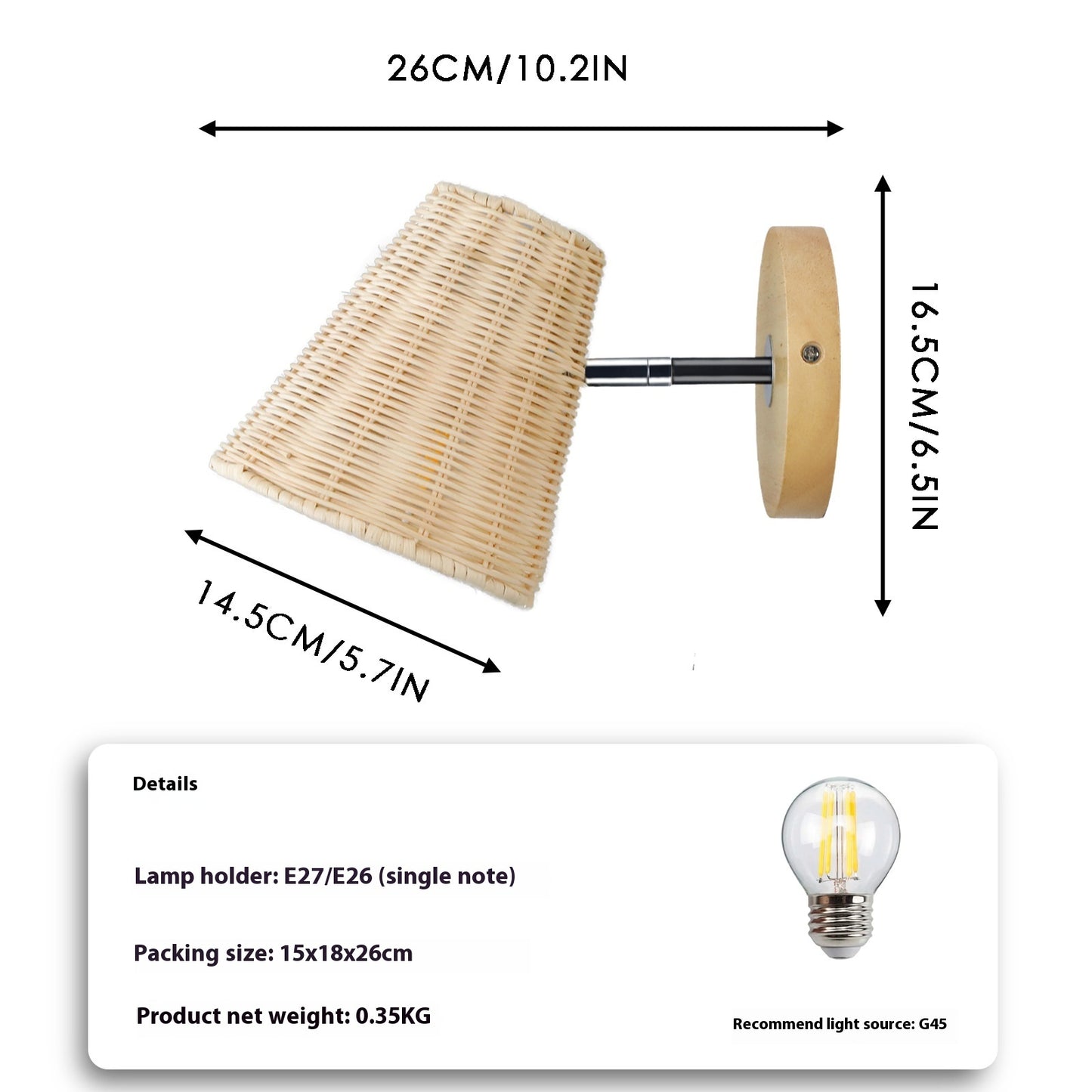 Select & Shop Rattan Wall Lamp Bedside Wall Lamp Mirror Front Lamp Rattan Wall Lamp