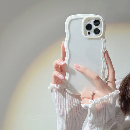 Select & Shop Wave Border Mobile Phone Case Solid Color Simple Candy Color