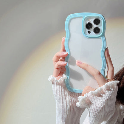 Select & Shop Wave Border Mobile Phone Case Solid Color Simple Candy Color