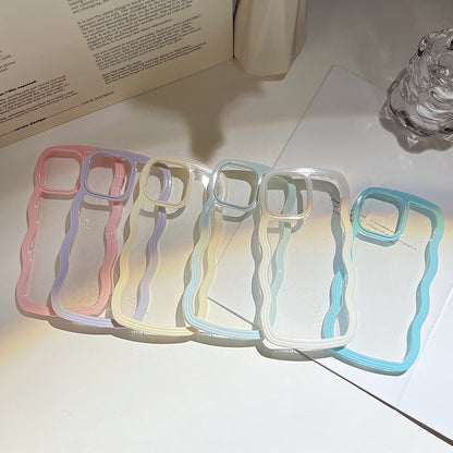 Select & Shop Wave Border Mobile Phone Case Solid Color Simple Candy Color