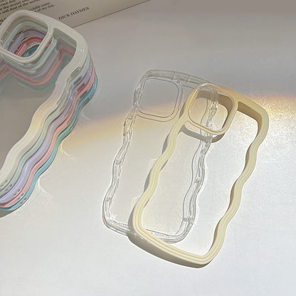 Select & Shop Wave Border Mobile Phone Case Solid Color Simple Candy Color