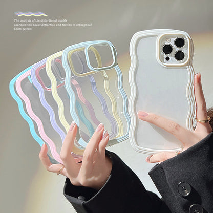 Select & Shop Wave Border Mobile Phone Case Solid Color Simple Candy Color