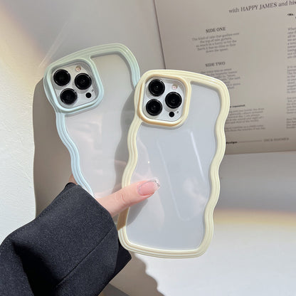 Select & Shop Wave Border Mobile Phone Case Solid Color Simple Candy Color