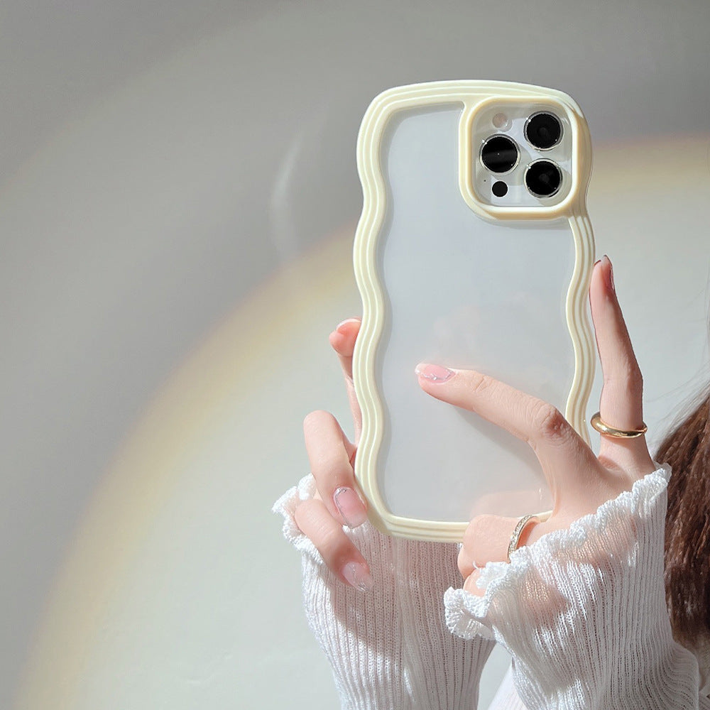 Select & Shop Wave Border Mobile Phone Case Solid Color Simple Candy Color