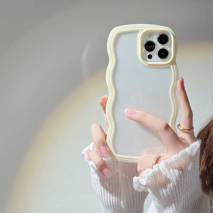 Select & Shop Wave Border Mobile Phone Case Solid Color Simple Candy Color