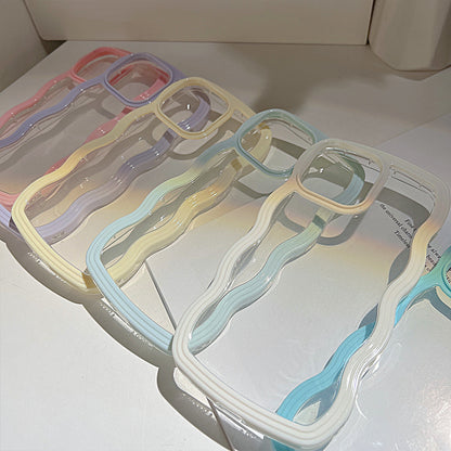 Select & Shop Wave Border Mobile Phone Case Solid Color Simple Candy Color