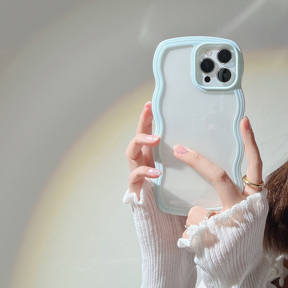 Select & Shop Wave Border Mobile Phone Case Solid Color Simple Candy Color