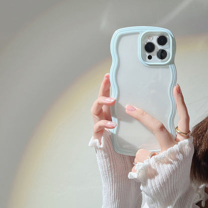 Select & Shop Wave Border Mobile Phone Case Solid Color Simple Candy Color