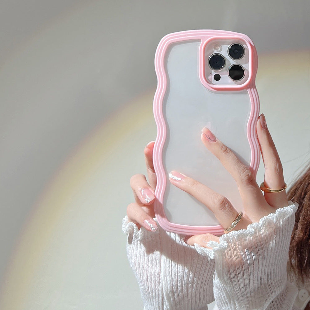 Select & Shop Wave Border Mobile Phone Case Solid Color Simple Candy Color