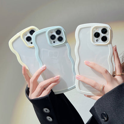 Select & Shop Wave Border Mobile Phone Case Solid Color Simple Candy Color