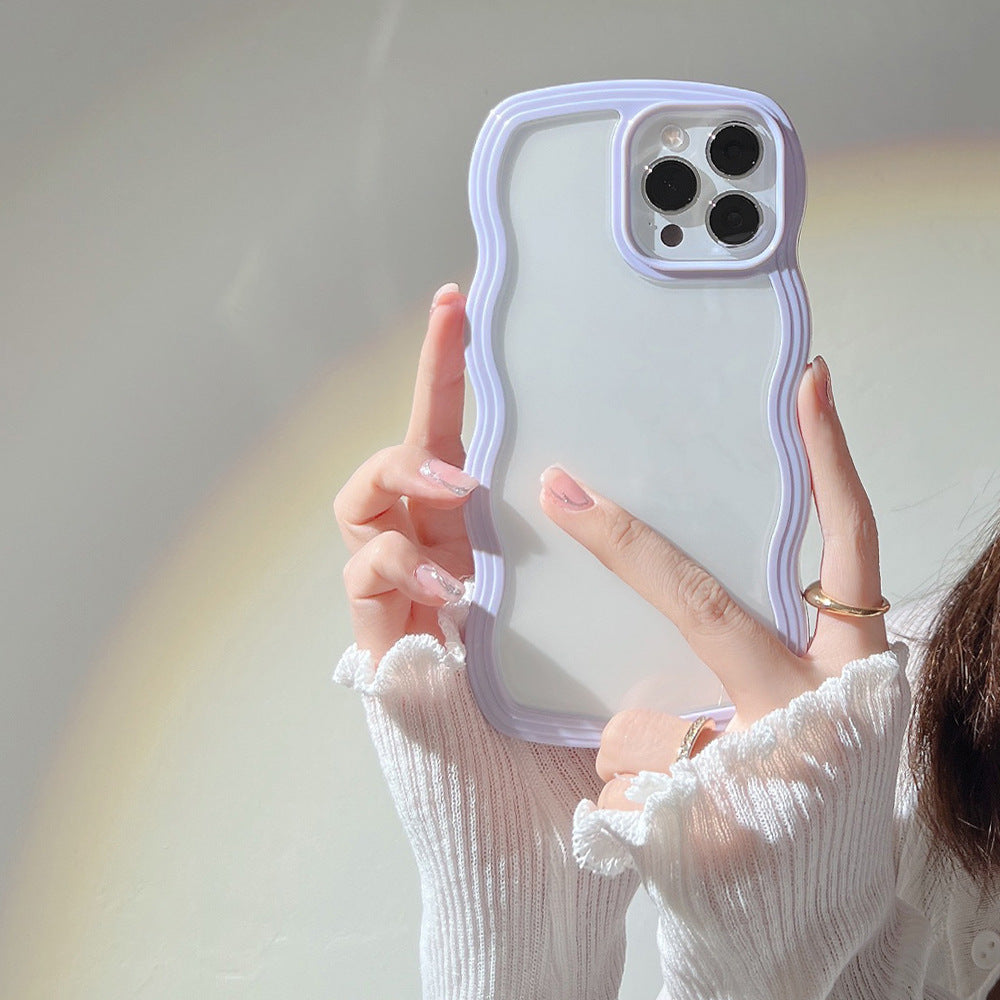 Select & Shop Wave Border Mobile Phone Case Solid Color Simple Candy Color