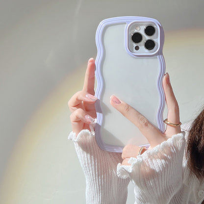 Select & Shop Wave Border Mobile Phone Case Solid Color Simple Candy Color