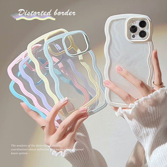 Select & Shop Wave Border Mobile Phone Case Solid Color Simple Candy Color